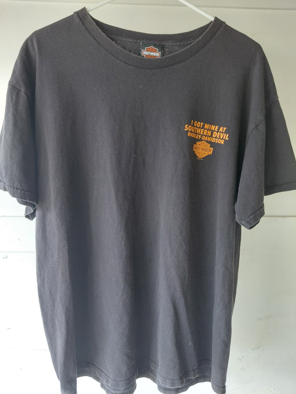Harley-Davidson Black Short Sleeve Tee with Orange Chest Graphic